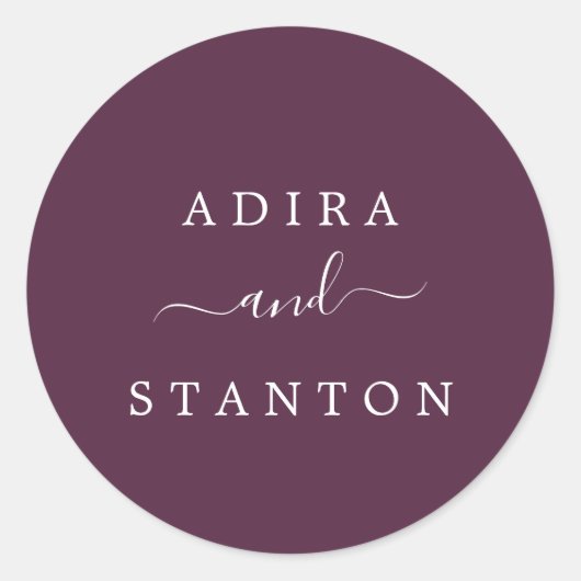 Sticker Rond Phoques Moody Purple Mariage Enveloppe (Devant)