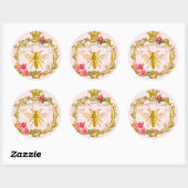 Sticker Rond Phoques royaux d'abeilles et de couronne (Feuille)