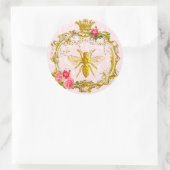 Sticker Rond Phoques royaux d'abeilles et de couronne (Sac)