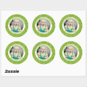 Sticker Rond Photo | 20e Motif de nombre aléatoire vert/blanc (Feuille)