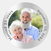 Sticker Rond Photo 25e anniversaire de mariage argent (Devant)