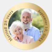 Sticker Rond Photo 50e anniversaire de mariage or (Devant)