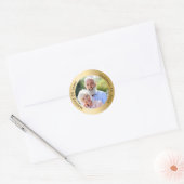 Sticker Rond Photo 50e anniversaire de mariage or (Enveloppe)