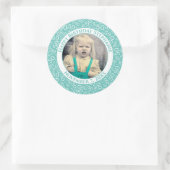 Sticker Rond Photo 50th Party nombre aléatoire Motif Turquoise (Sac)