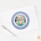Sticker Rond Photo 50th Party Random Number Motif Blue (Enveloppe)