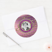 Sticker Rond Photo 80e anniversaire Gold Crown Diamonds Frame (Enveloppe)