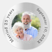 Sticker Rond Photo argent 25e anniversaire de mariage (Devant)