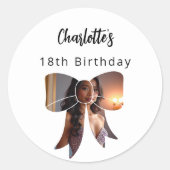 Sticker Rond Photo Bow Anniversaire (Devant)