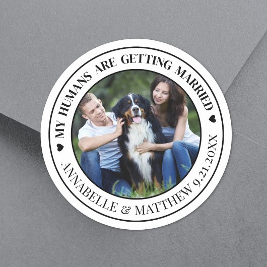 Sticker Rond Photo Chien Mariage Avec Animaux De Compagnie Enre