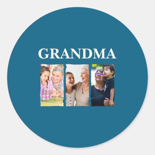 Sticker Rond Photo Collage Grandma D Family _1  (Devant)