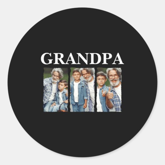 Sticker Rond Photo Collage Grandpa D Gift  (Devant)
