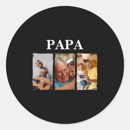Sticker Rond Photo Collage Papa D Gift (Devant)