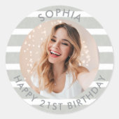 Sticker Rond Photo d'anniversaire de Boho moderne (Devant)