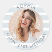 Sticker Rond Photo d'anniversaire de Boho moderne (Devant)