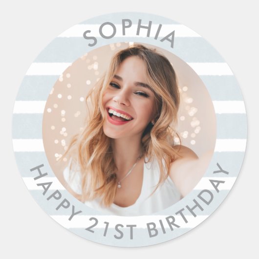 Sticker Rond Photo d'anniversaire de Boho moderne (Devant)