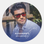 Sticker Rond Photo d'anniversaire de Merci rose pâle (Devant)