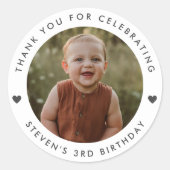 Sticker Rond Photo d'anniversaire du Merci (Devant)
