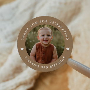 Sticker Rond Photo d'anniversaire du Merci