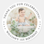 Sticker Rond Photo d'anniversaire du Merci (Devant)