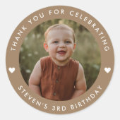 Sticker Rond Photo d'anniversaire du Merci (Devant)