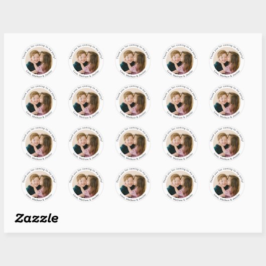 Sticker Rond Photo d'anniversaire simple (Feuille)