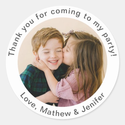 Sticker Rond Photo d'anniversaire simple (Devant)