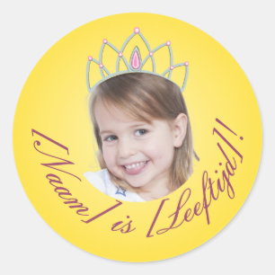 Sticker Rond Photo d'autocollant de princesse – Dégradé jaune