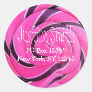 Sticker Rond Photo de bonbon Sucette rose chaud Adresse