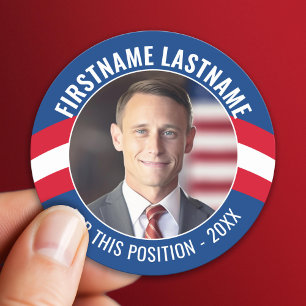 Sticker Rond Photo de campagne avec type courbe - Bleu Bleu Rou