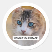 Sticker Rond Photo de chat personnalisée (Devant)