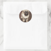 Sticker Rond Photo de chiot pug mignon (Sac)