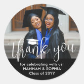 Sticker Rond Photo de double diplôme Merci du parti conjoint (Devant)