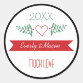 Sticker Rond Photo de famille de Noël vert (Devant)