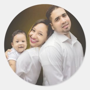 Sticker Rond Photo de famille personnalisée