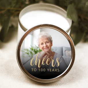 Sticker Rond Photo de fête d'anniversaire des 100 ans Acclamati