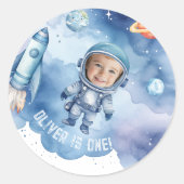 Sticker Rond Photo de la fête d'anniversaire de l'astronaute sp (Devant)