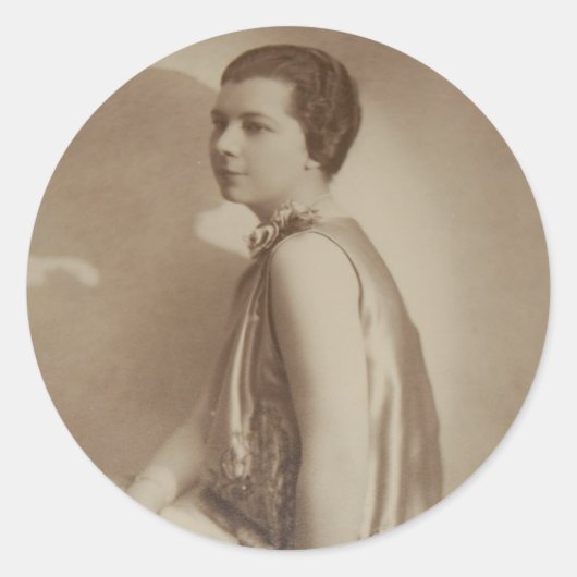 Sticker Rond Photo de l'ombre de la dame Art déco (Devant)