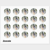 Sticker Rond Photo de mariage personnalisée (Feuille)