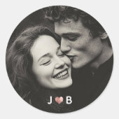 Sticker Rond Photo de mariage personnalisée Initiales personnal (Devant)