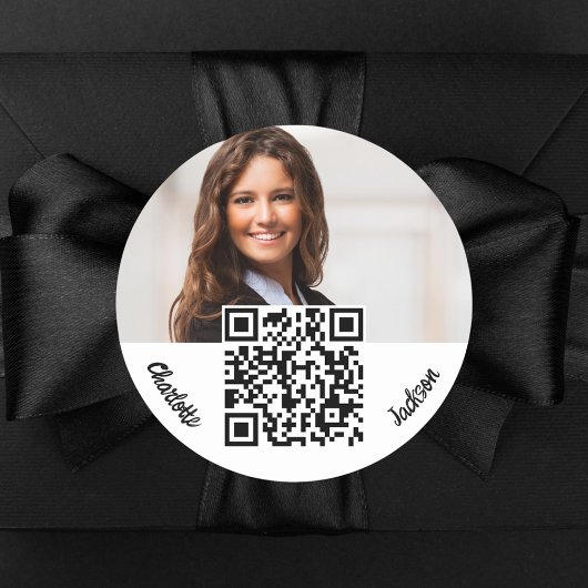 Sticker Rond Photo de marque couleur QR code entreprise