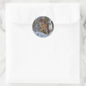 Sticker Rond Photo de neige du loup sauvage (Sac)