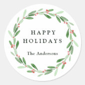 Sticker Rond Photo de Noël Holly Berry (Devant)