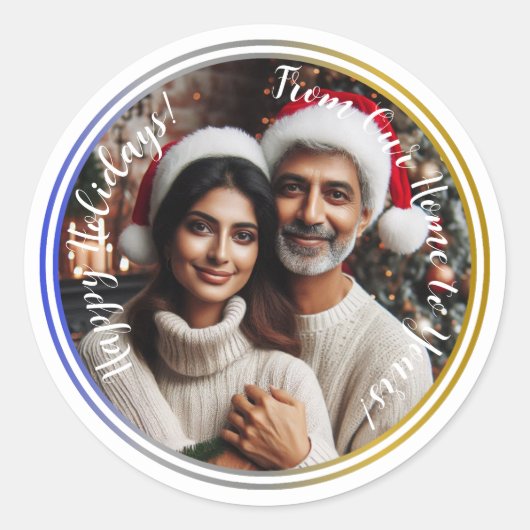 Sticker Rond Photo de Noël personnalisée (Devant)