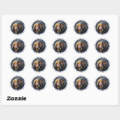 Sticker Rond Photo de Noël simple Blue and White Snowflake (Feuille)