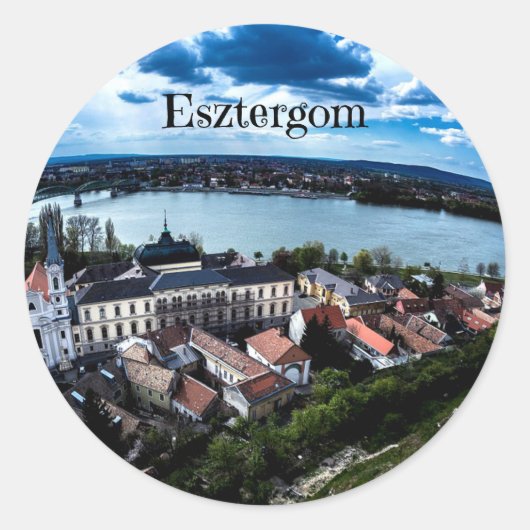 Sticker Rond Photo de paysage Esztergom (Devant)