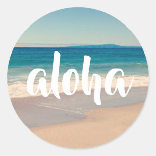 Sticker Rond Photo de plage turquoise aqua Aloha