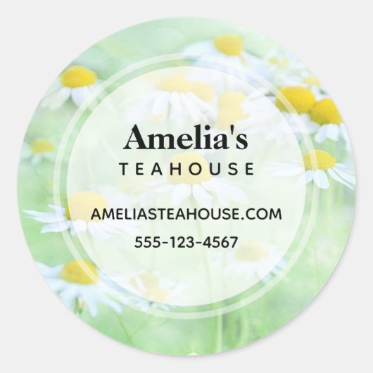 Sticker Rond Photo de Pretty Daisies dans une entreprise de ter (Devant)