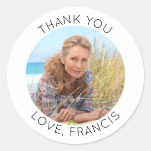 Sticker Rond Photo de remerciement minimaliste moderne