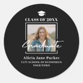 Sticker Rond Photo de remise de diplôme moderne promotion 2025  (Devant)
