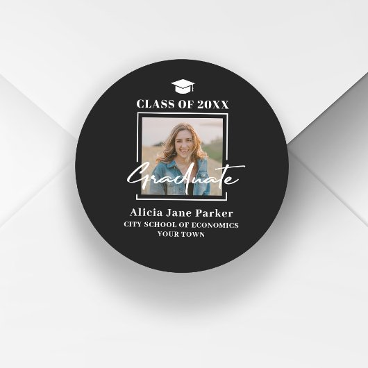 Sticker Rond Photo de remise de diplôme moderne promotion 2025 